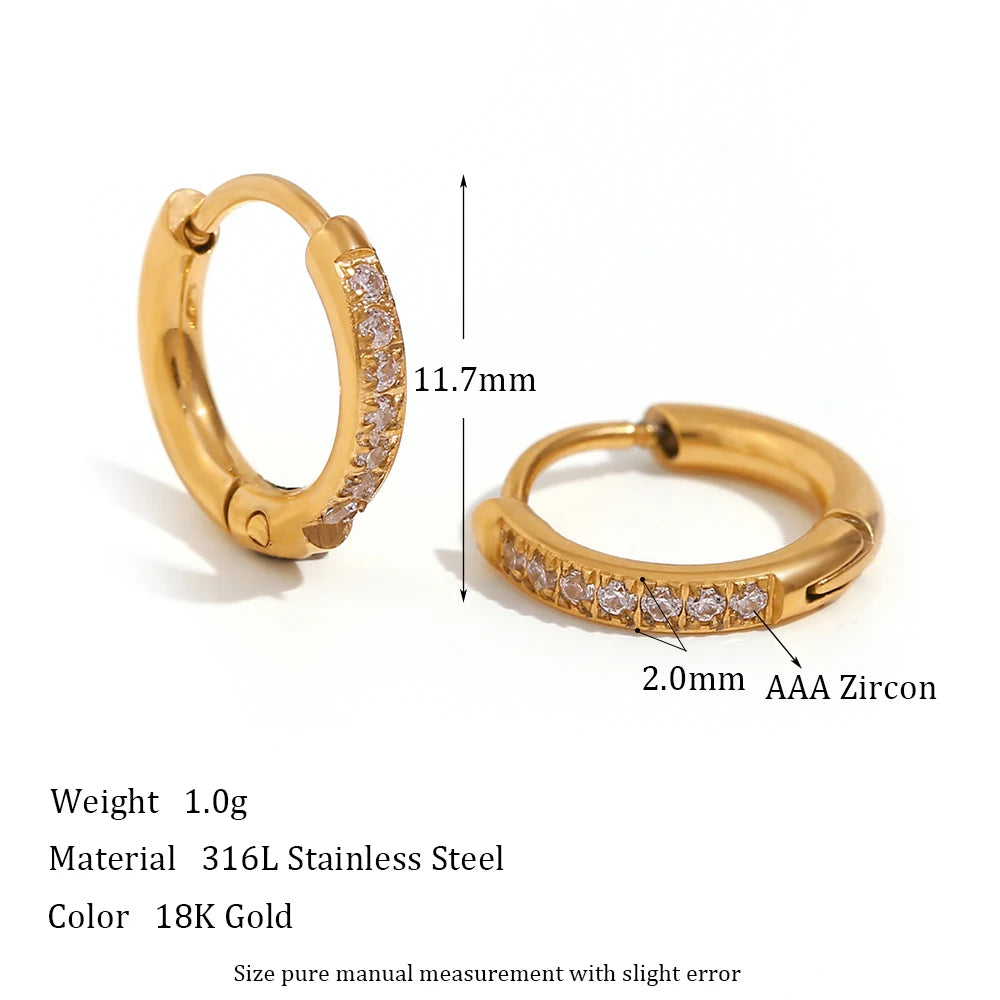 Metis 18k Gold Crystal Pave Huggie Hoops