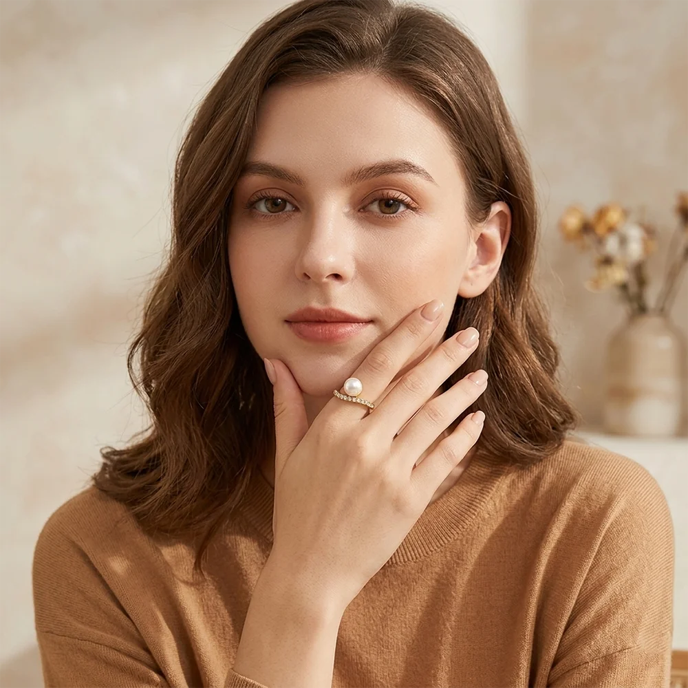 Gefjon 18K Gold & Pearl Rhinestone Ring
