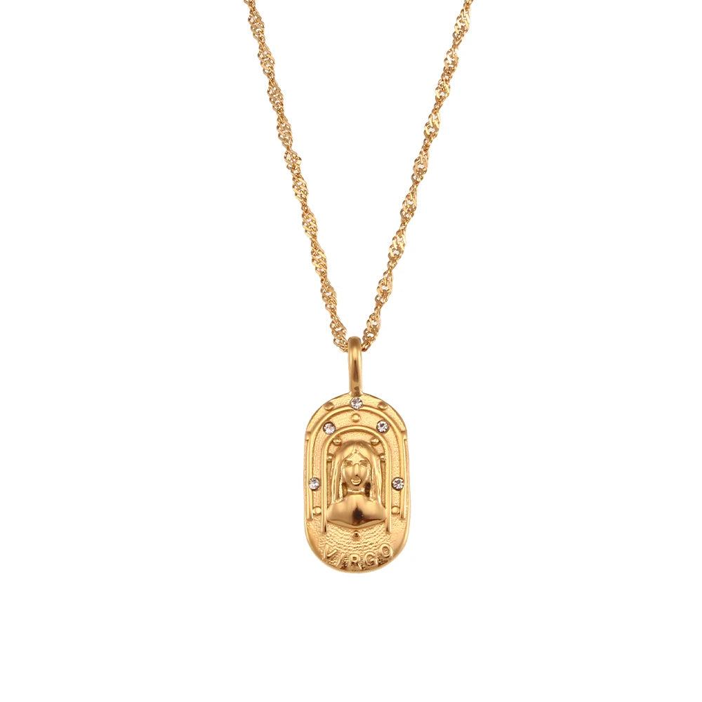 Freyja 18K Gold Plated Zodiac Pendant Necklace