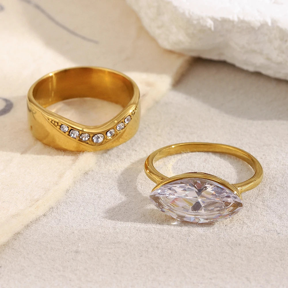 18K Gold Plated Double Layer Horse Eye Ring