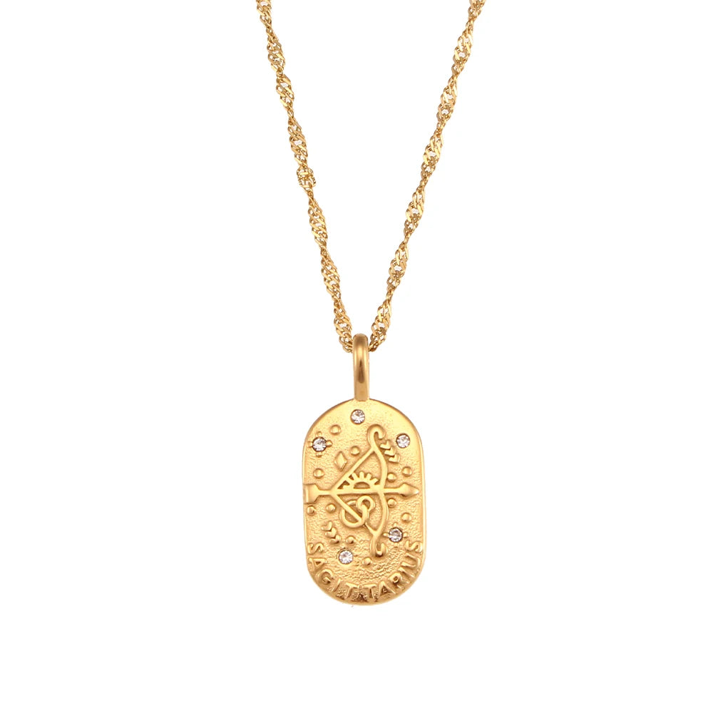 Freyja 18K Gold Plated Zodiac Pendant Necklace