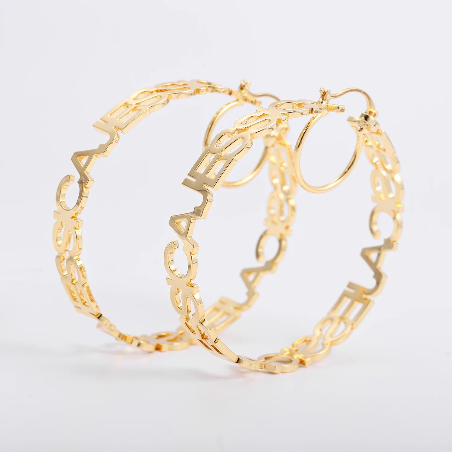 Eirene 60mm Letter Name Hoops