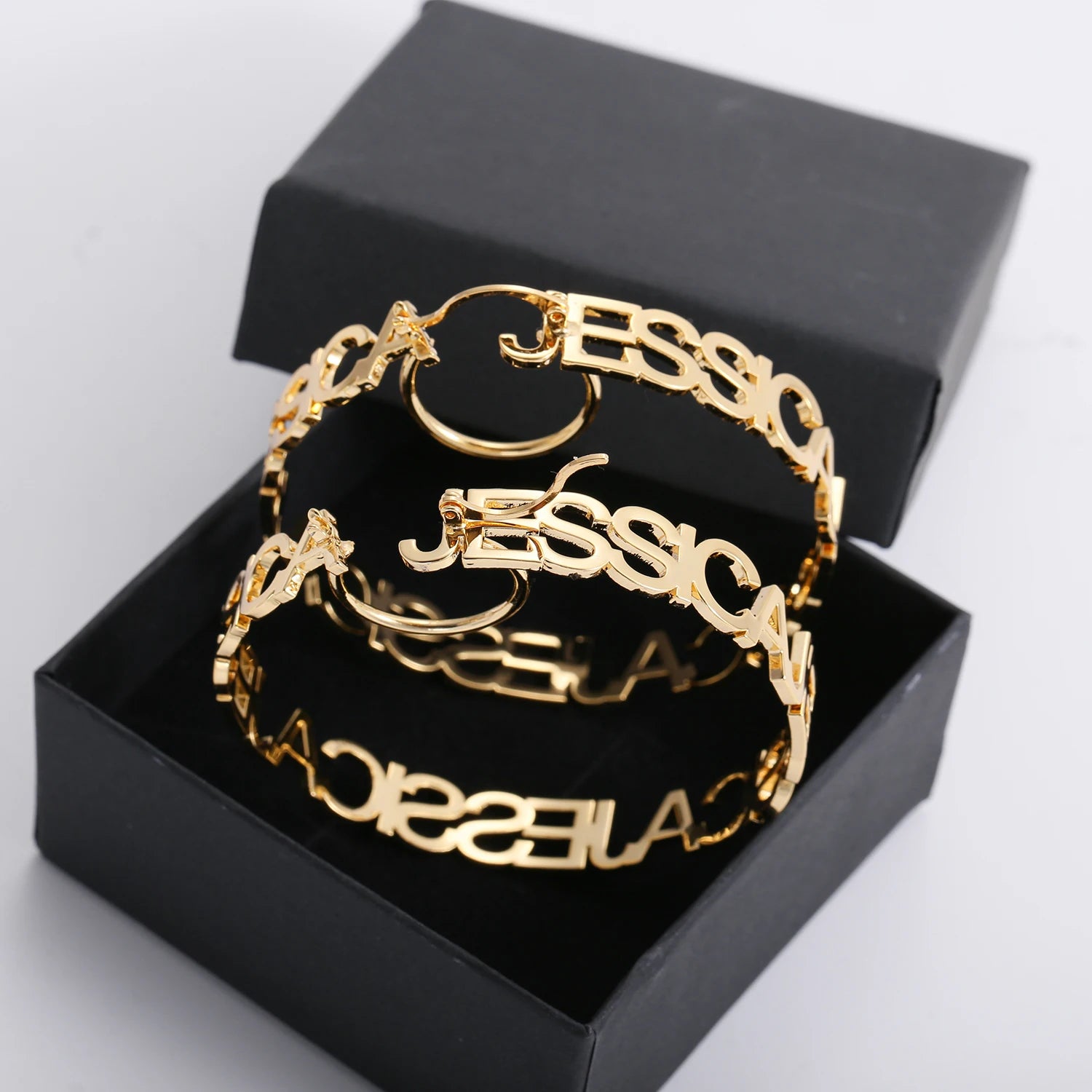 Eirene 60mm Letter Name Hoops